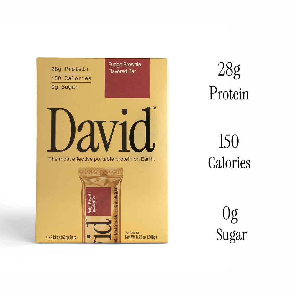 David Protein Bar Fudge Brownie · Barra de proteína · 4 pzas de 62 g