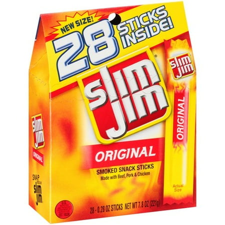 Slim Jim Original Smoked Stick · Carne seca · 28 pzas de 8 g