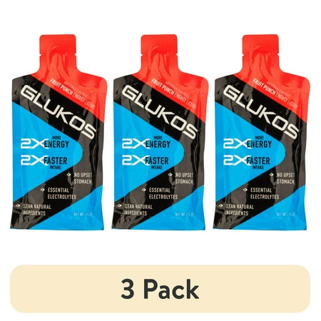 Glukos Energy Gel Fruit Punch · Bebida energética · 3 pack de 57 g