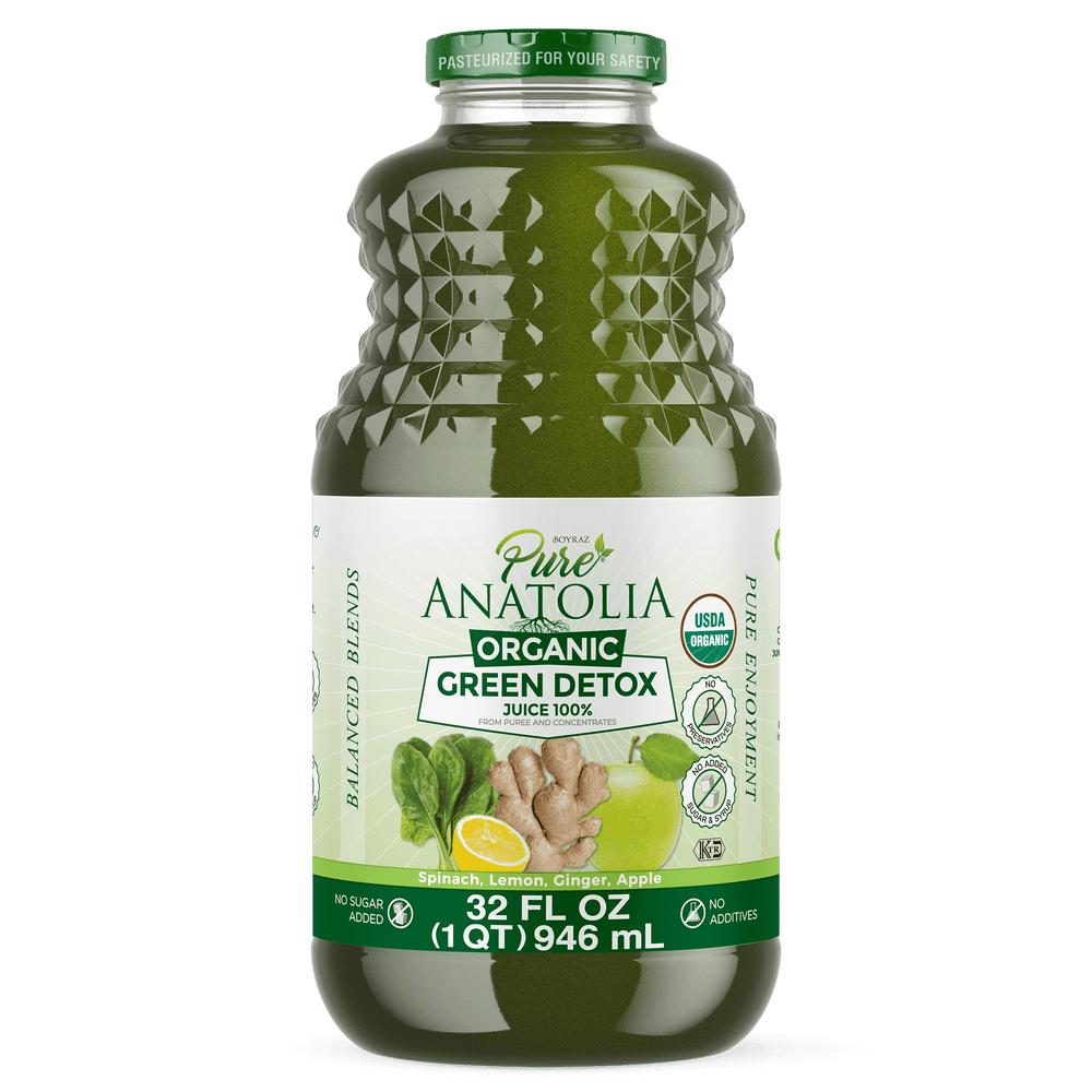 Pure Anatolia Organic Green Detox Juice Spinach Apple · Bebida · 946 ml · botella