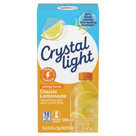 Crystal Light Energy Boost Classic Lemonade · Polvo para agua · 10 pzas de 43 g