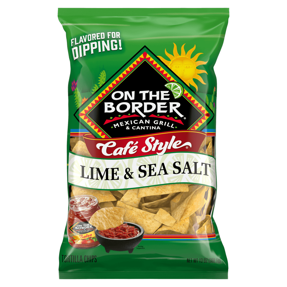 On The Border Lime & Sea Salt Cafe Style · Totopos · 369 g · bolsa