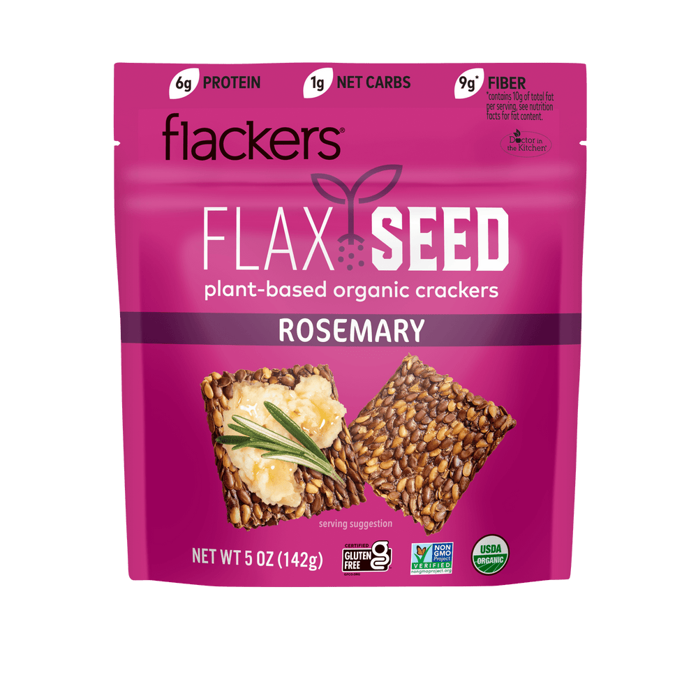 Flackers Organic Rosemary Flaxseed Non-GMO Gluten Free · Galletas saladas · 142 g · bolsa