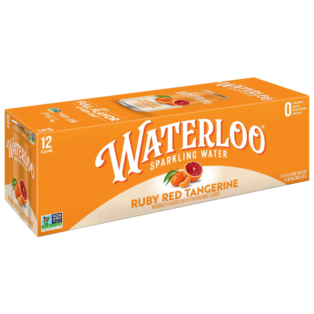 Waterloo Ruby Red Tangerine · Agua mineral · 12 latas de 355 ml