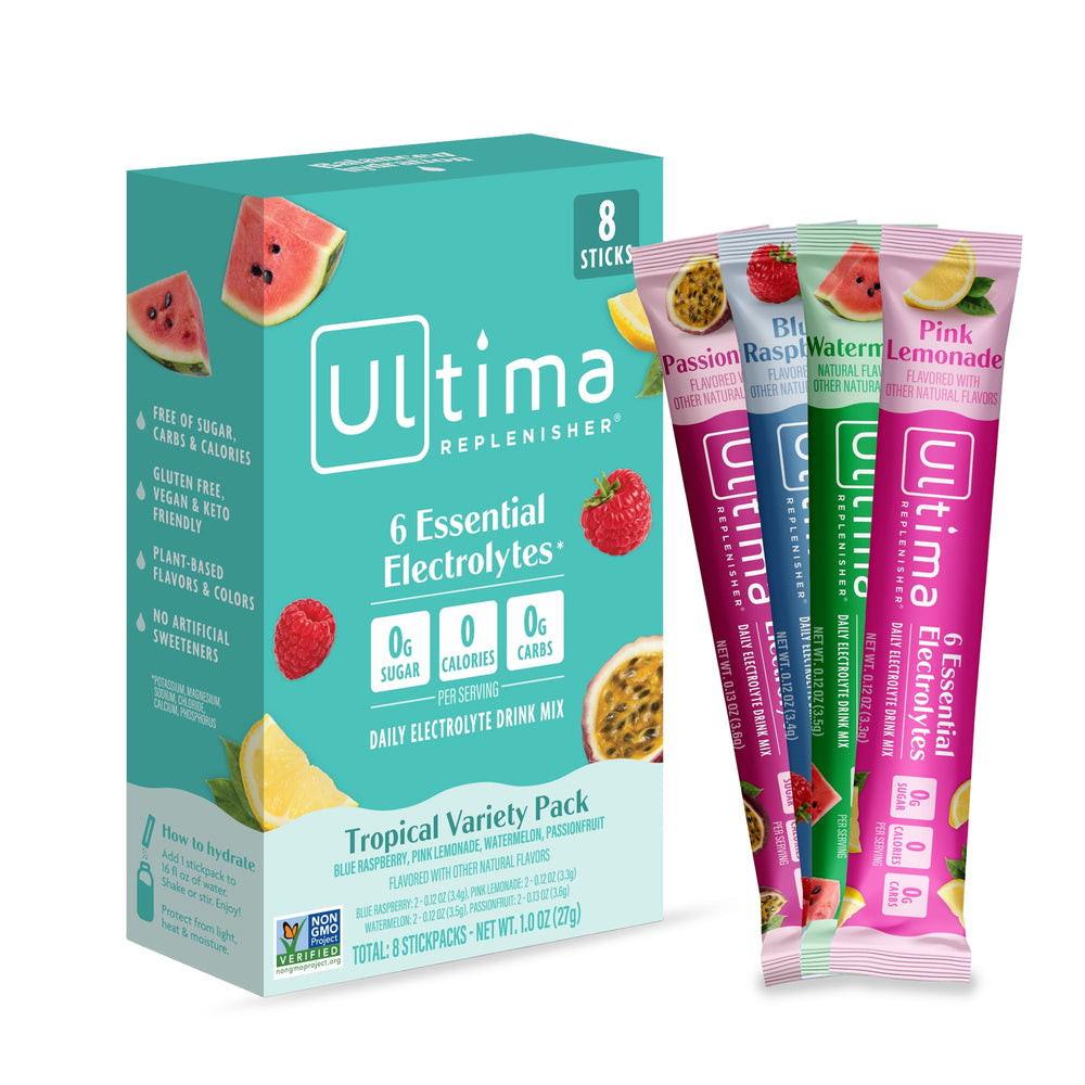 Ultima Replenisher Packets Sugar Free Tropical · Polvo para agua · 8 pzas