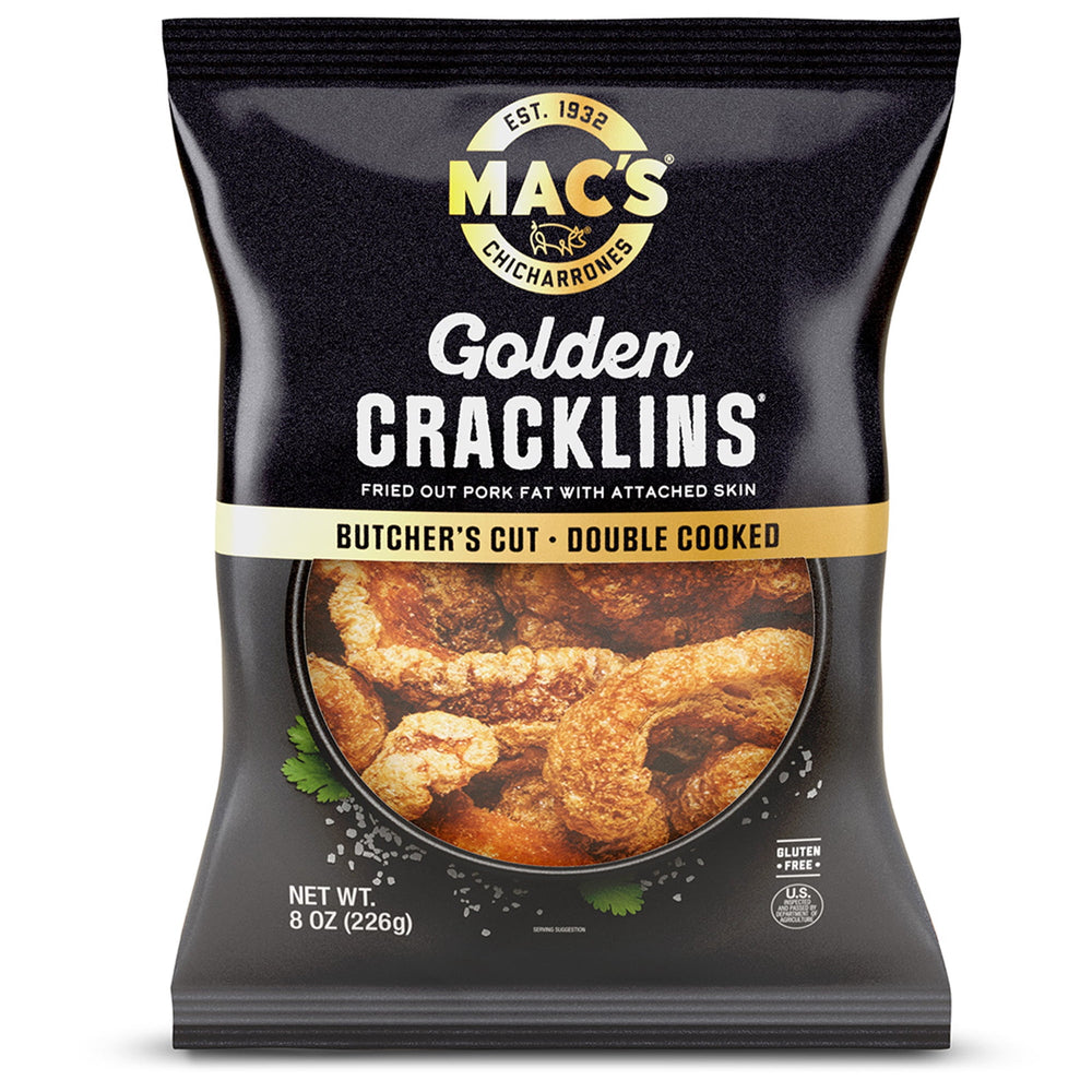 Mac's Chicharrones Golden Pork Cracklins Fried Pork Fat · Frituras · 227 g · bolsa