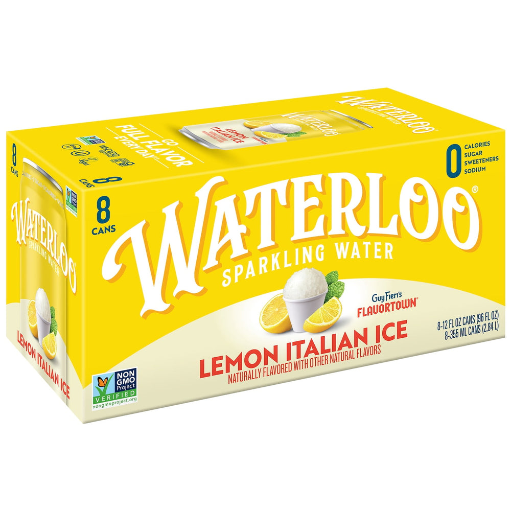 Waterloo Lemon Italian Ice · Agua mineral · 8 latas de 355 ml