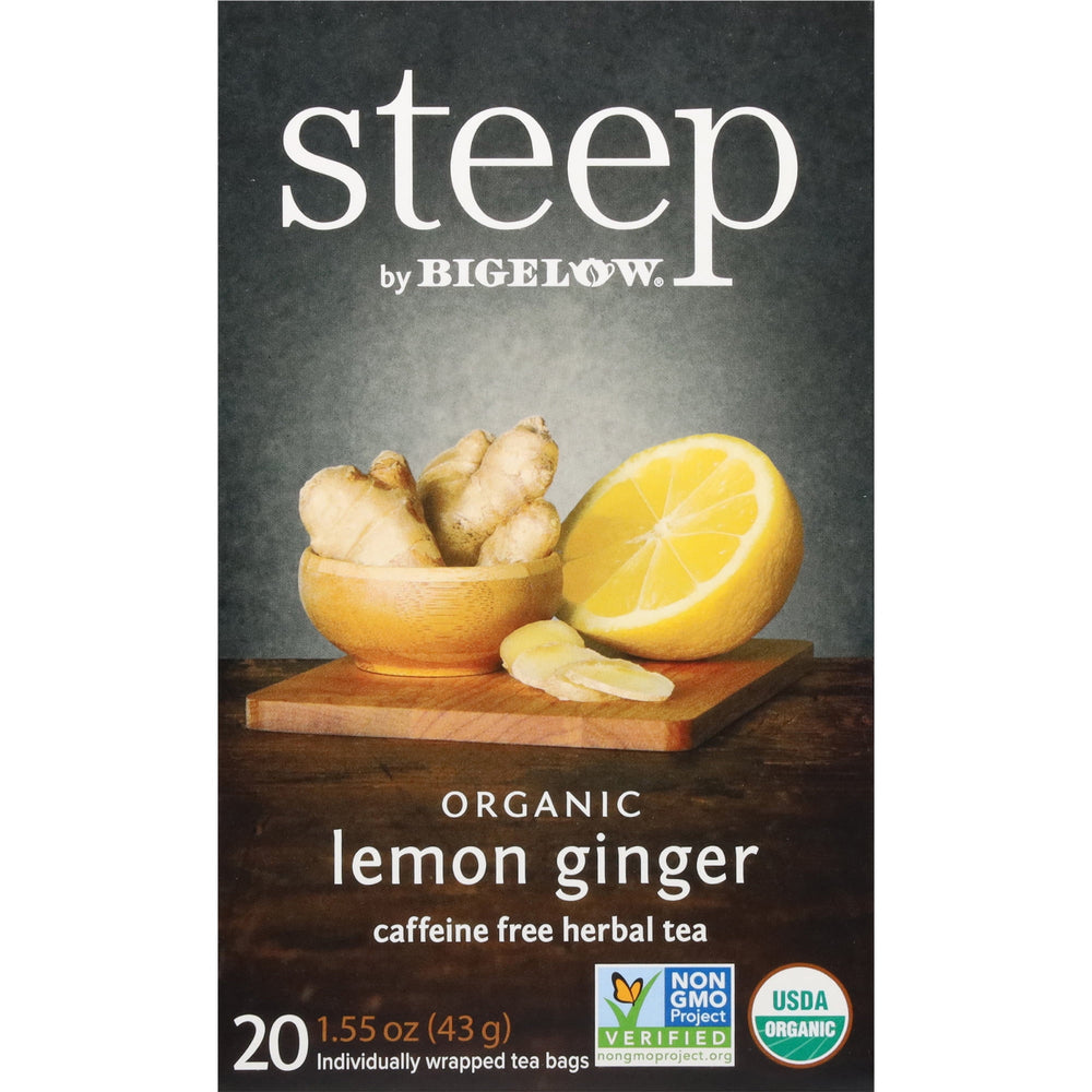 Steep by Bigelow Organic Lemon Ginger Herbal Tea · Té · 20 pzas