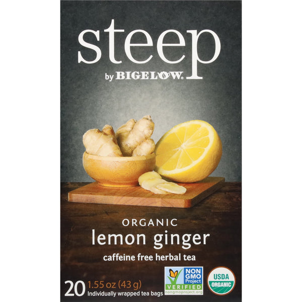Steep by Bigelow Organic Lemon Ginger Herbal Tea · Té · 20 pzas
