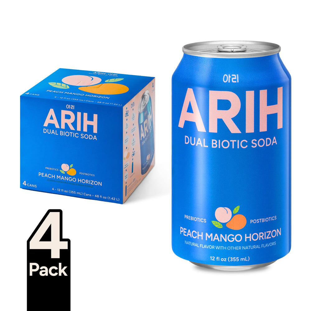 ARIH Dual Biotic Soda Peach Mango Horizon · Refresco · 4 pack de 355 ml