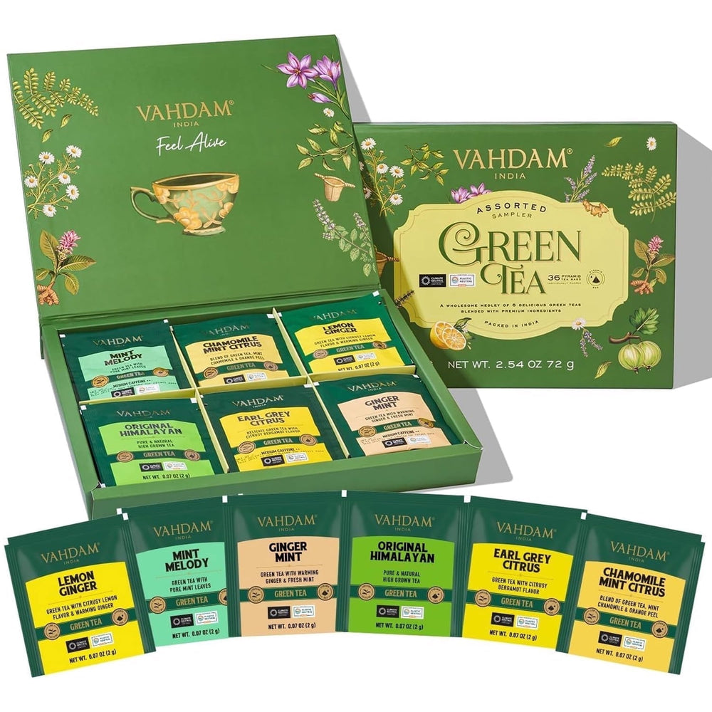 VAHDAM Green Tea Variety Pack Sampler Assortment | · Té