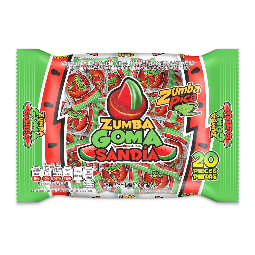 Zumba Pica Goma Sandia Mexican Tamarind and Watermelon · Gomitas · 20 pzas