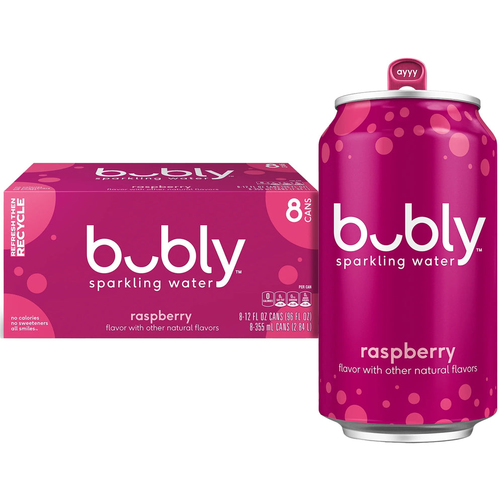 bubly Raspberry · Agua mineral · 8 latas de 355 ml