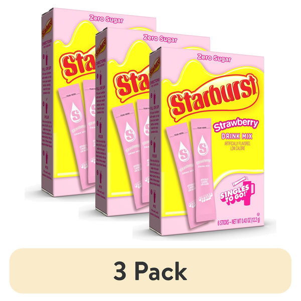 Starburst All Pink Strawberry Zero Sugar · Polvo para agua · 3 pack