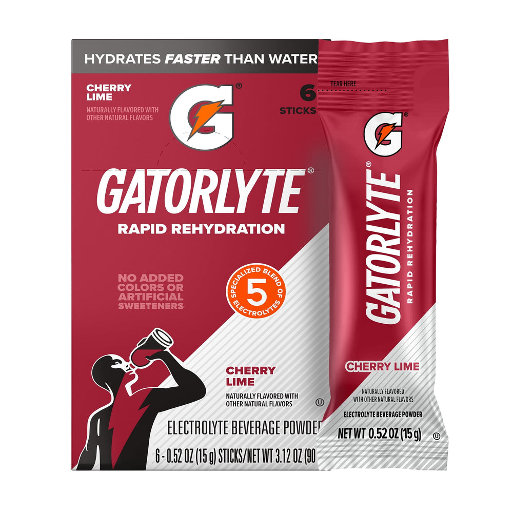 Gatorade Gatorlyte Rapid Rehydration Cherry Lime · Polvo para agua · 6 pzas de 15 g