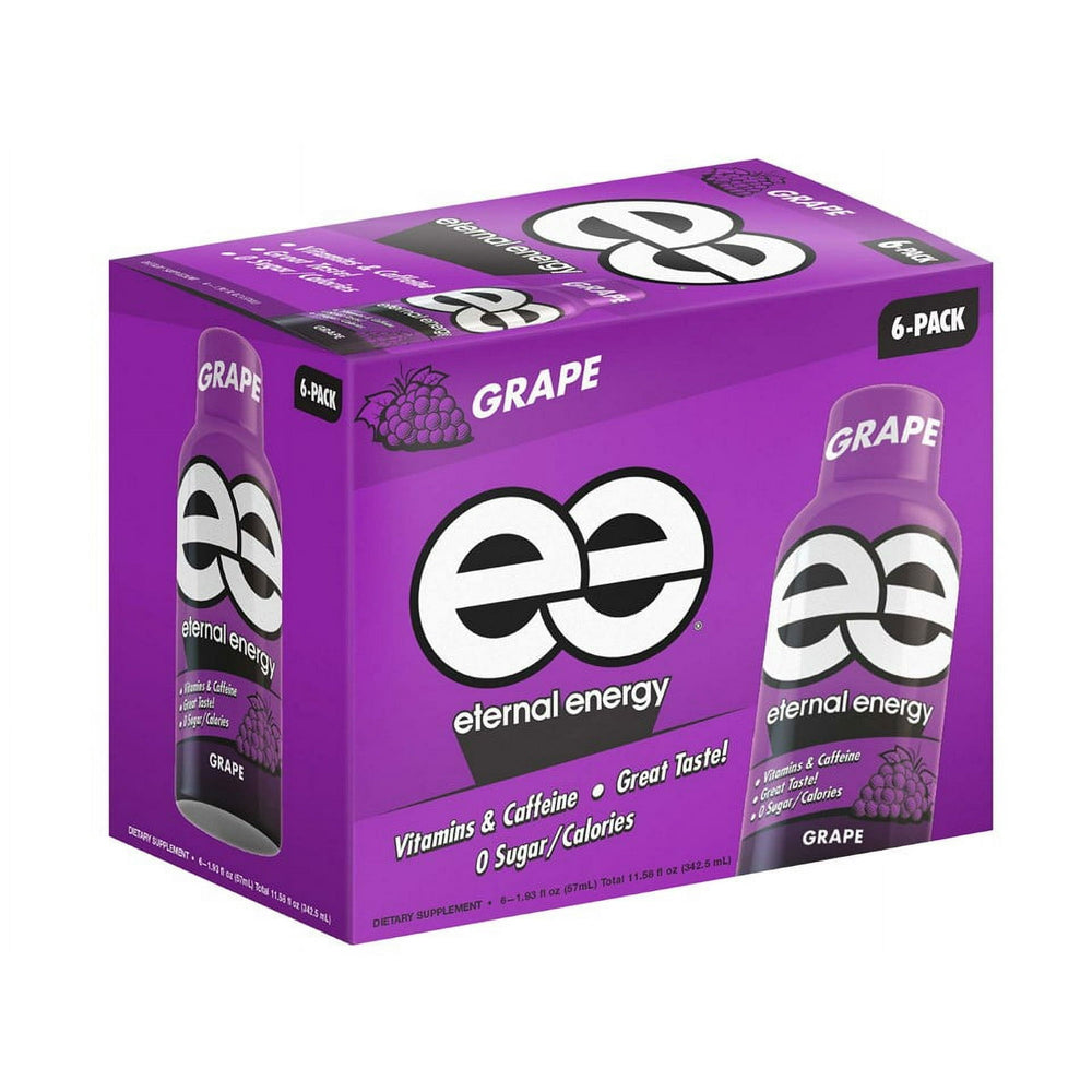 Eternal Energy Premium Energy Shot Grape · Bebida energética · 6 pzas de 57 ml