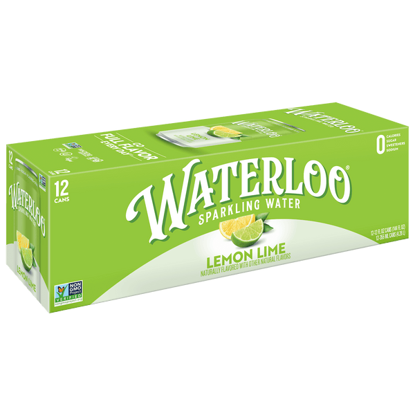 Waterloo Lemon-Lime · Agua mineral · 12 latas de 355 ml