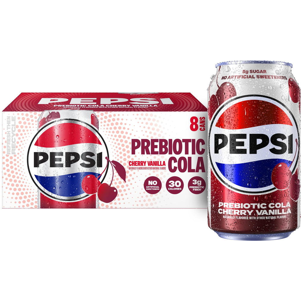 Pepsi Prebiotic Cola Cherry Vanilla · Refresco · 8 latas de 355 ml