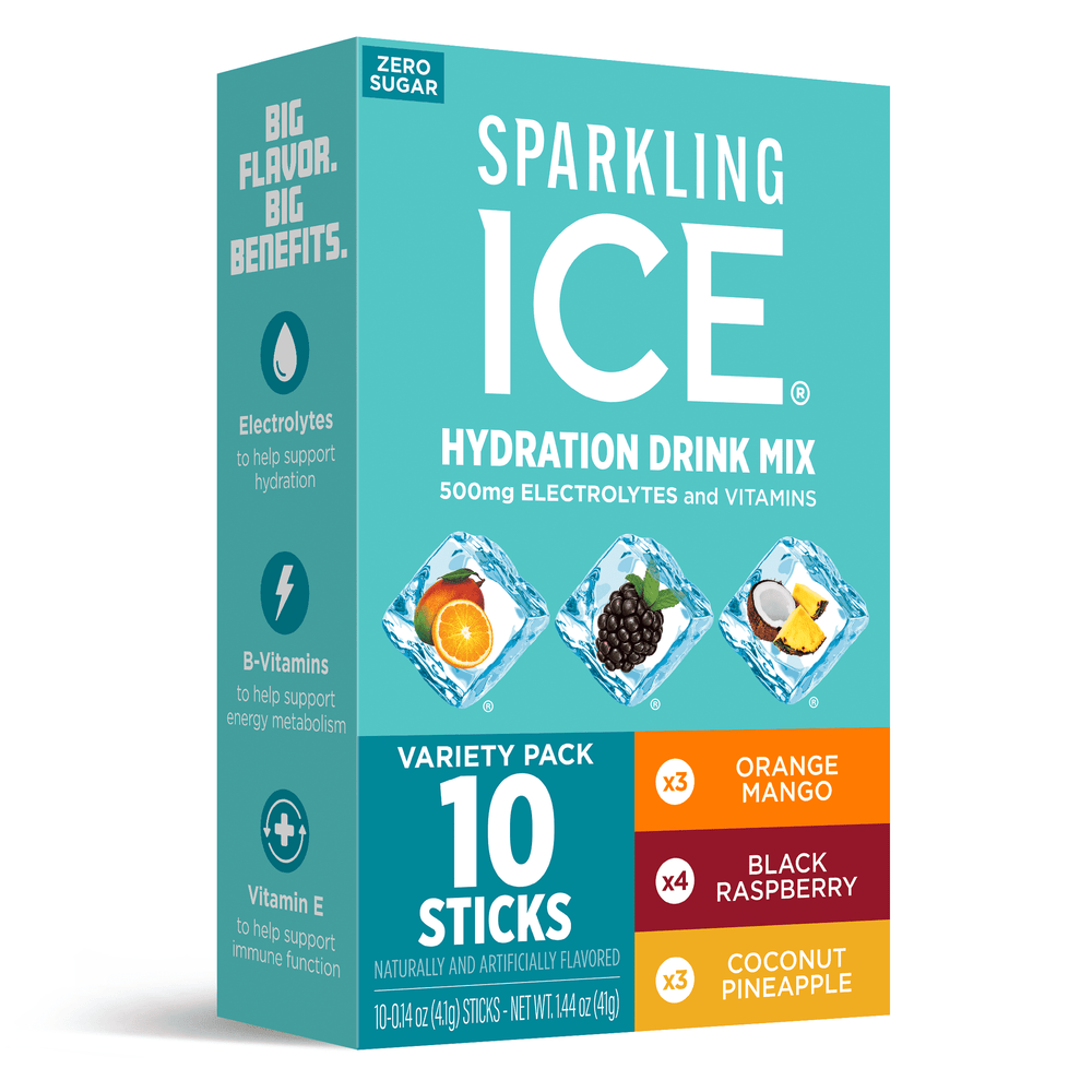 Sparkling Ice Powder Variety Pack Orange Mango Zero Sugar · Polvo para agua · 10 barras