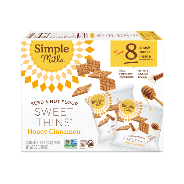 Simple Mills Honey Cinnamon Seed & Nut Flour Sweet Thins · Nueces · 23 g
