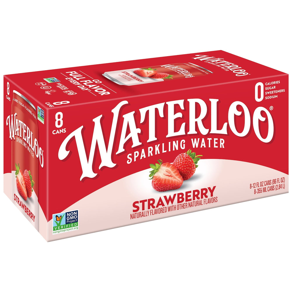 Waterloo Strawberry · Agua mineral · 8 latas de 355 ml