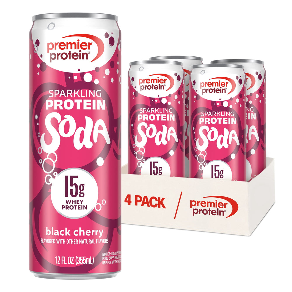 Premier Protein Sparkling Protein Soda Black Cherry · Refresco · 4 pzas de 15 g