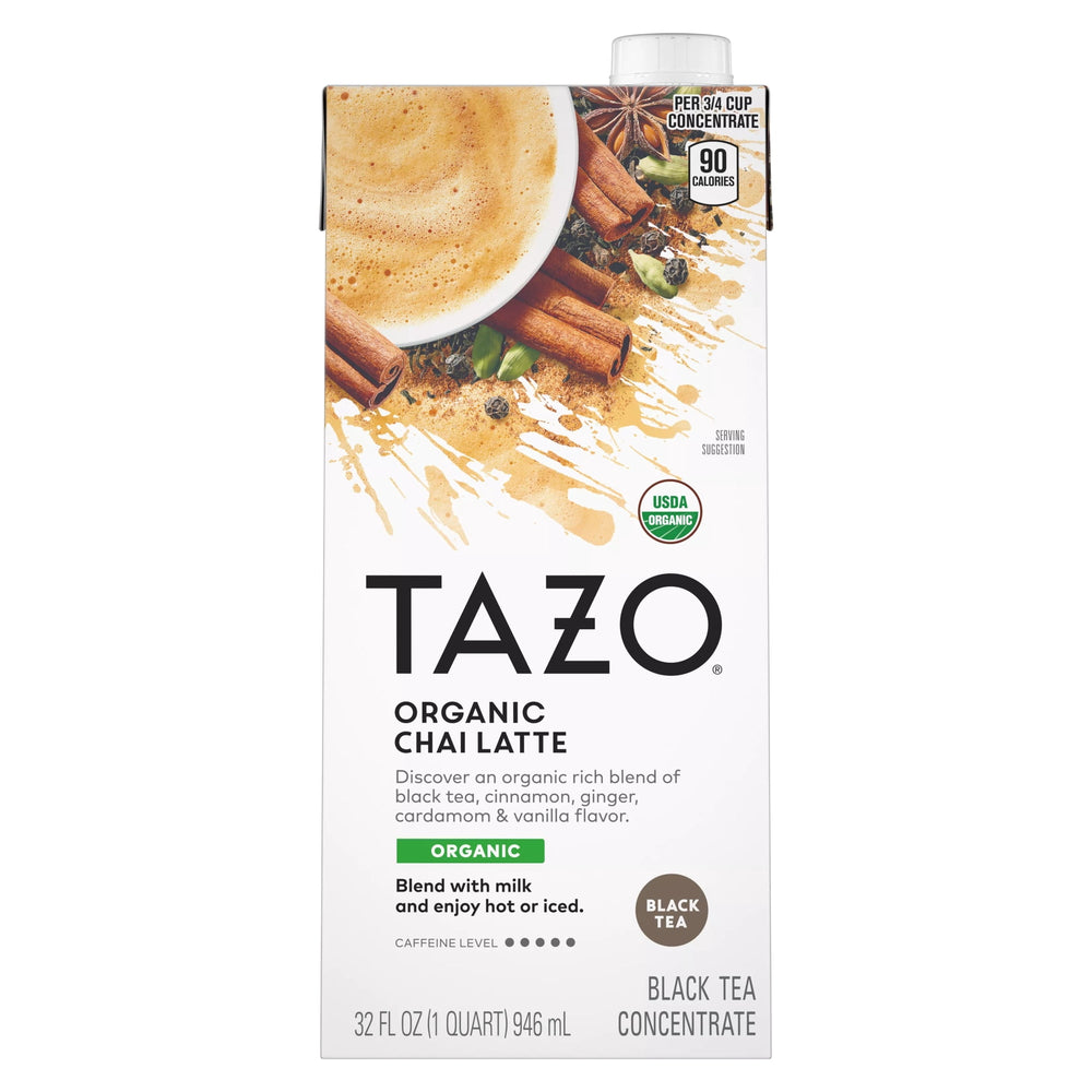 TAZO Organic Chai Latte Black Tea Concentrate Enjoy Hot · Té · 946 ml · caja