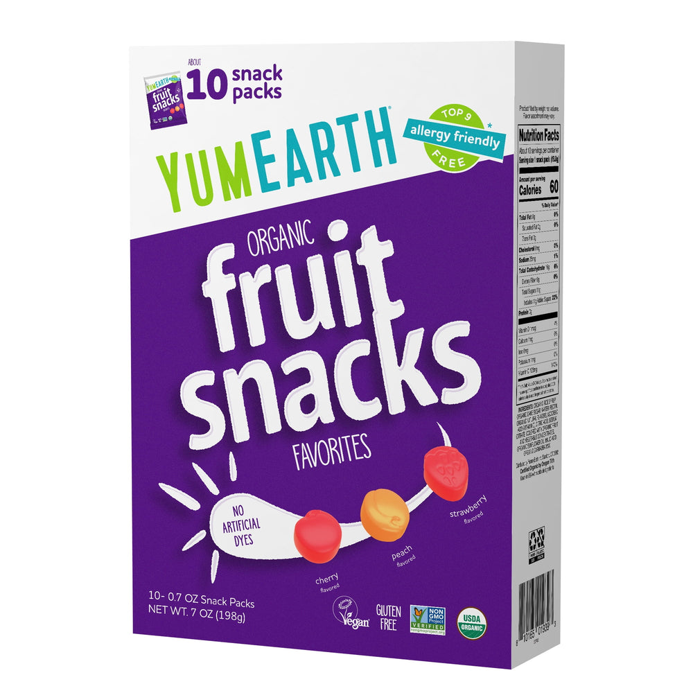 YumEarth Organic Fruit Snacks sin gluten · Gomitas · 10 sobres, 198 g