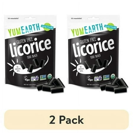 YumEarth Organic Black Licorice sin gluten · Gomitas · 2 pack de 142 g