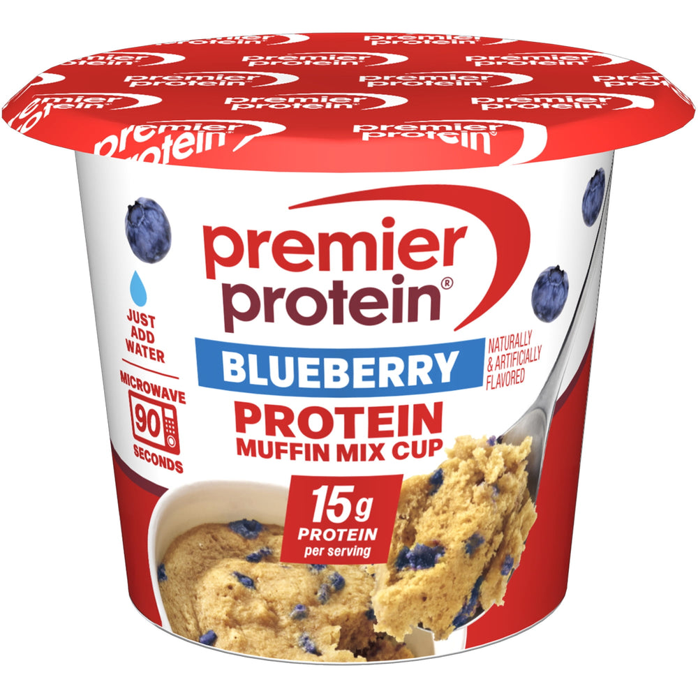 Premier Protein Muffin Cup Blueberry · Muffin para microondas · 65 g · vaso