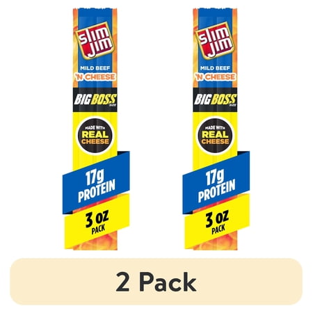 Slim Jim Meat Beef Sticks & Cheese Mild · Carne seca · 2 pack de 85 g