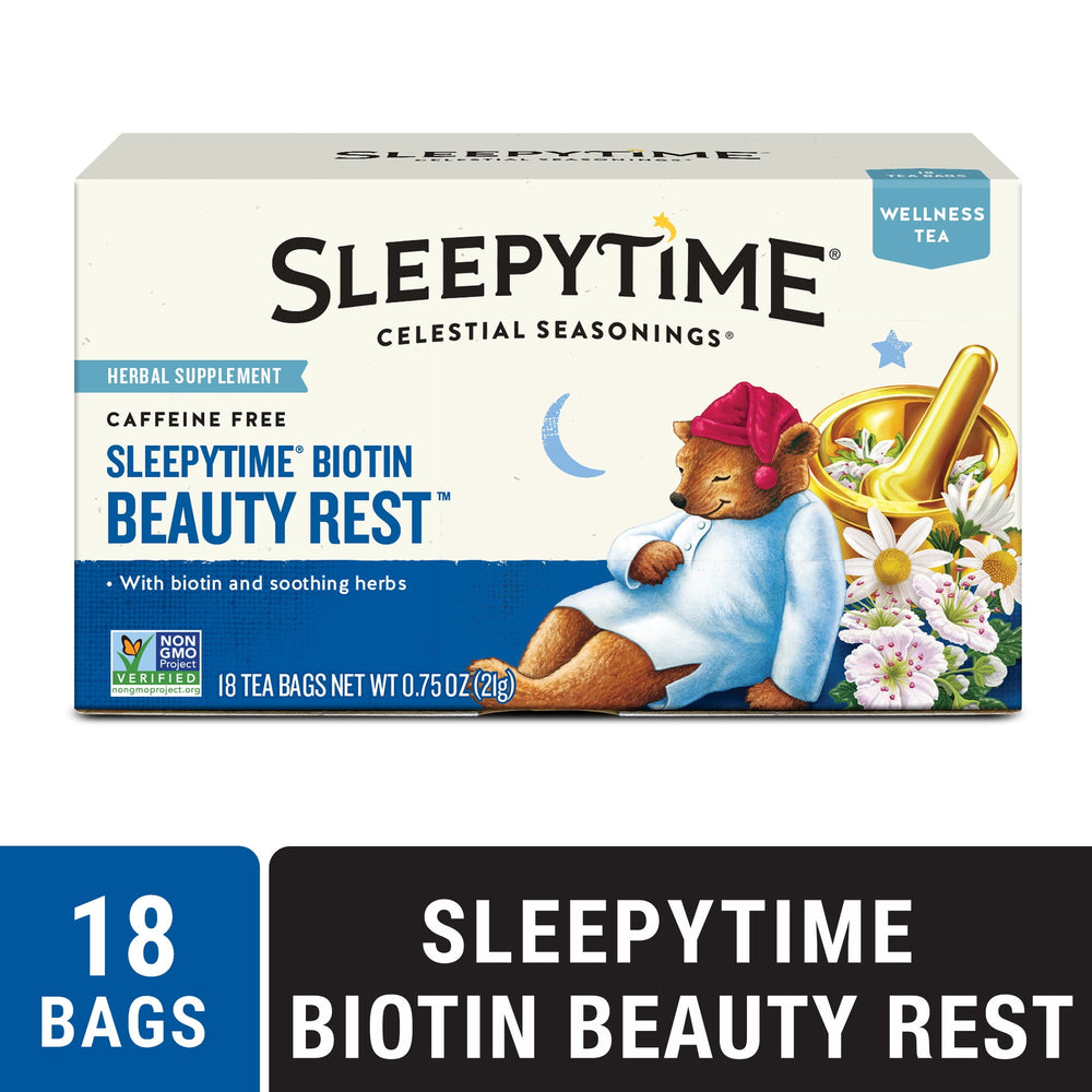 Celestial Seasonings Sleepytime Wellness Biotin Beauty · Salsa y sazonador · 18 pzas