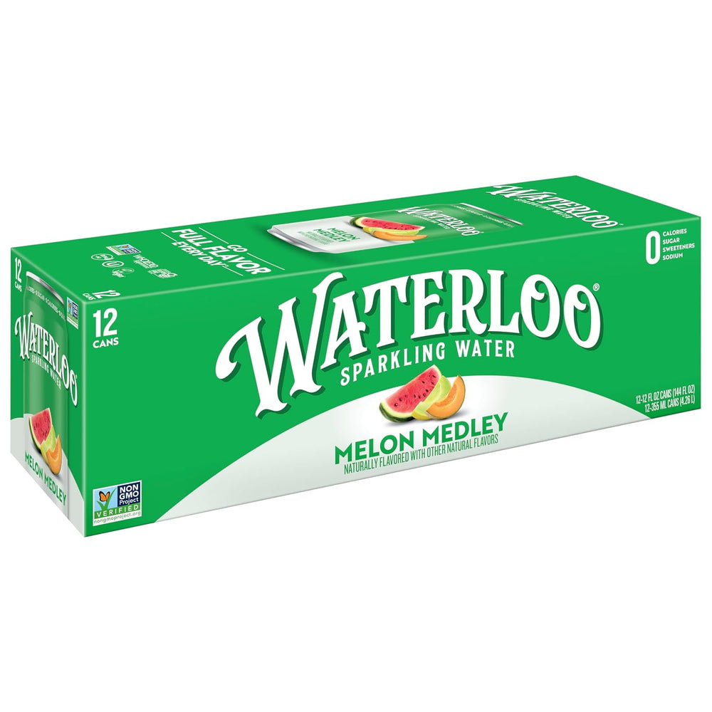 Waterloo Melon Medley · Agua mineral · 12 latas de 355 ml