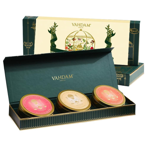VAHDAM Oprah's Favorite Tea Gift Set | 3 Premium Chai · Té · caja
