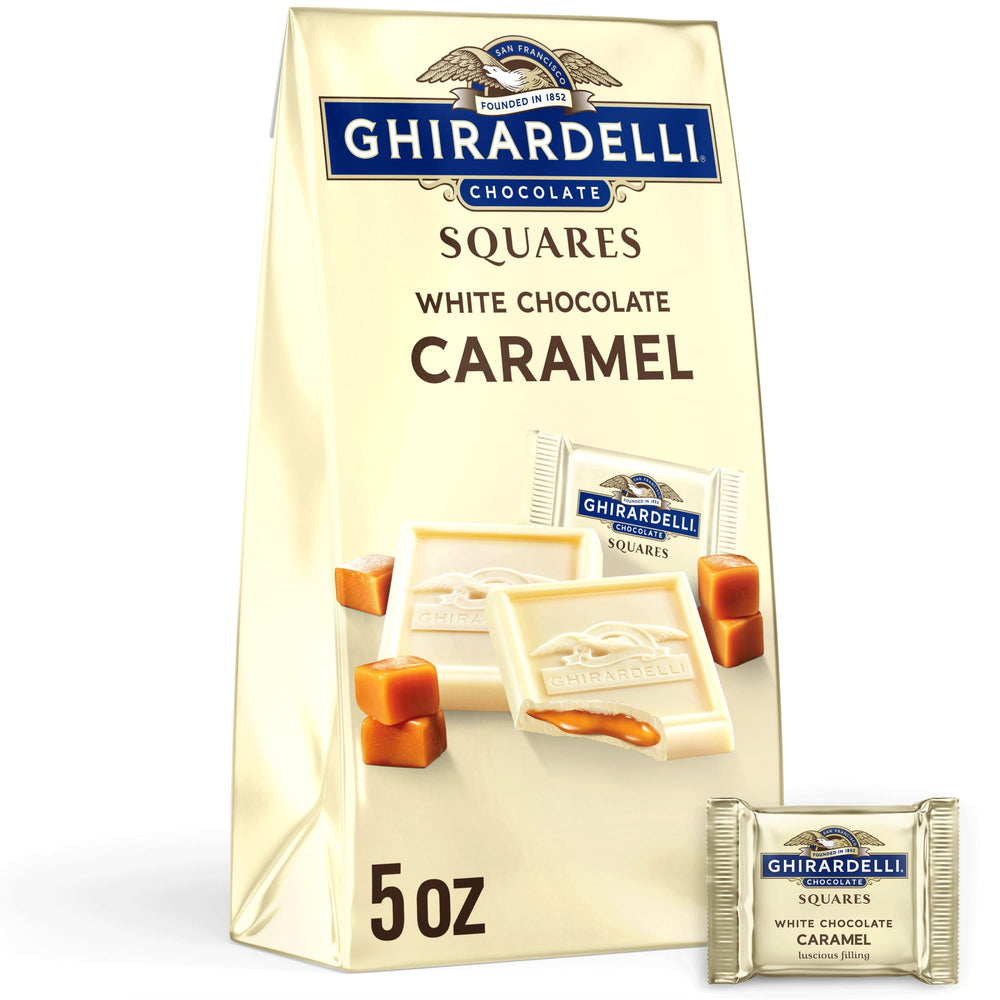 GHIRARDELLI White Chocolate SQUARES with Caramel Filling · Caramelos · 142 g · bolsa