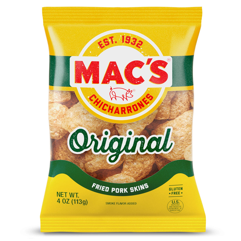 Mac's Original Chicharrones Pork Rinds Pork Skins · Frituras · 113 g · bolsa