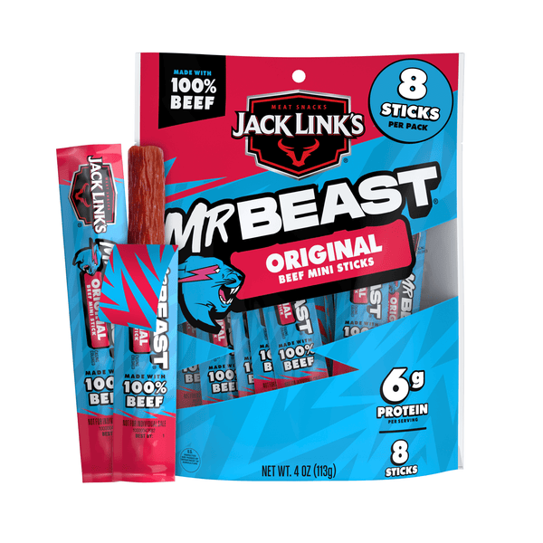 Jack Link’s x MrBeast Original Mini Beef Sticks · Carne seca · 8 pzas de 113 g