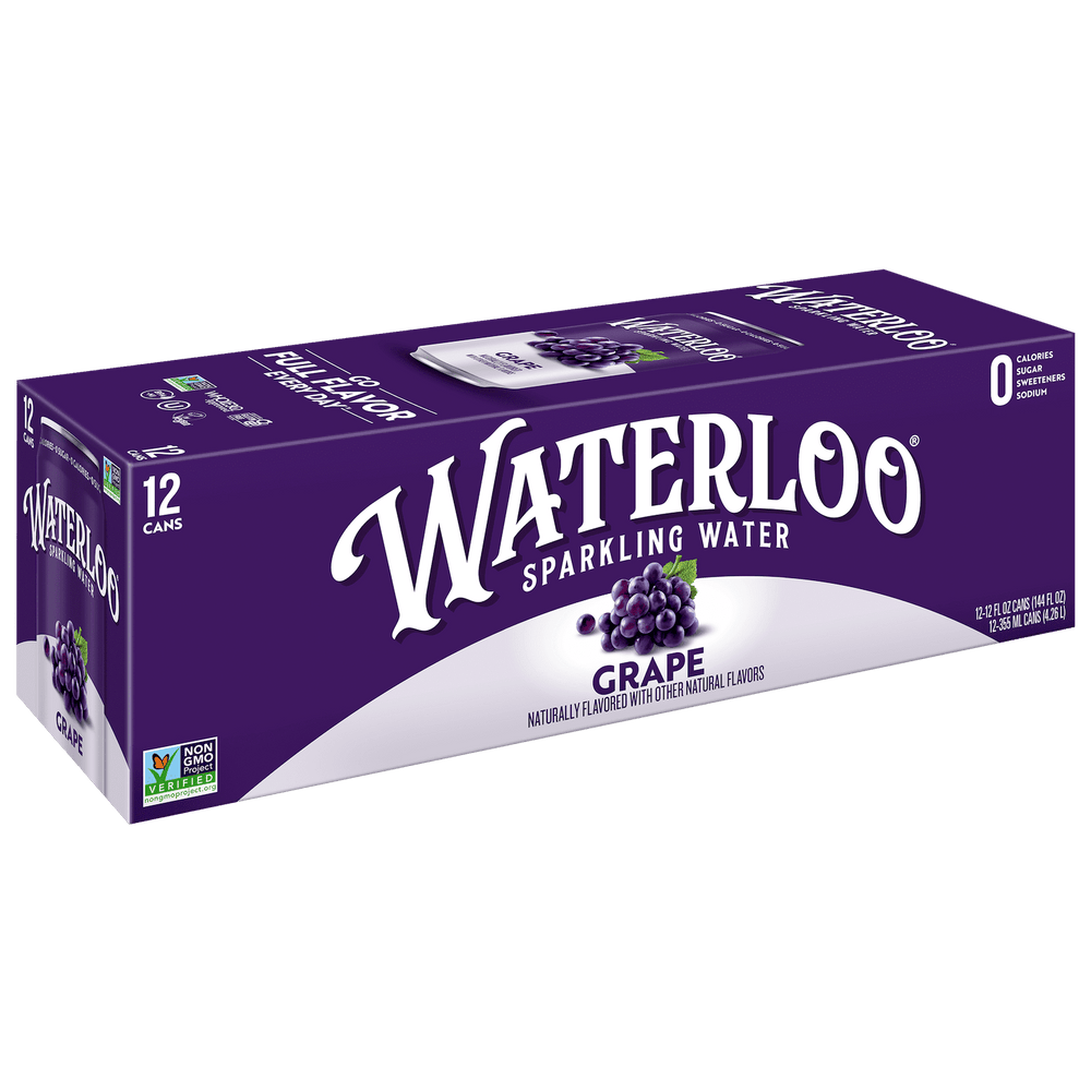 Waterloo Grape · Agua mineral · 12 latas de 355 ml