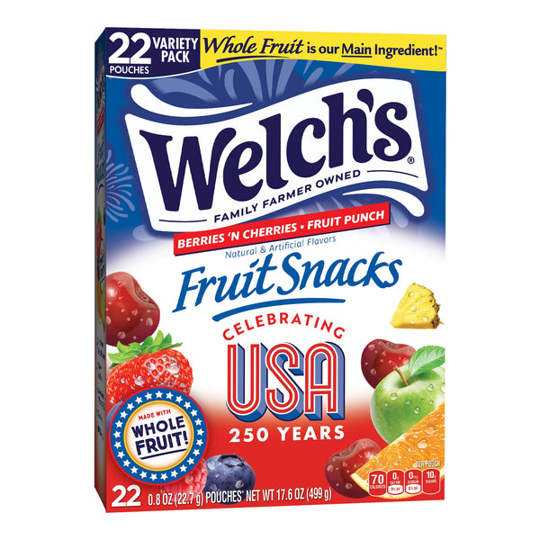 Welch's Berries 'n Cherries y Fruit Punch · Gomitas de fruta · 22 pzas de 23 g