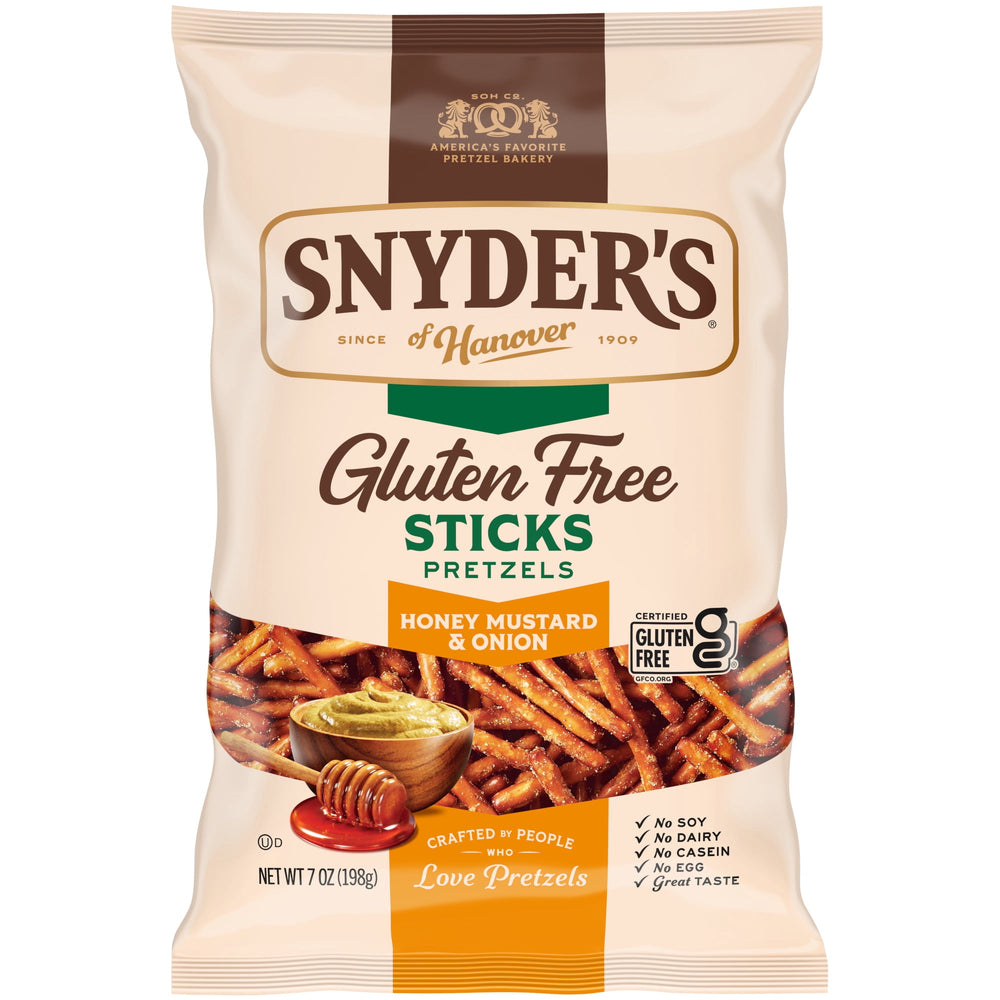 Snyder's of Hanover Honey Mustard and Onion Gluten Free · Pretzels · 198 g · bolsa