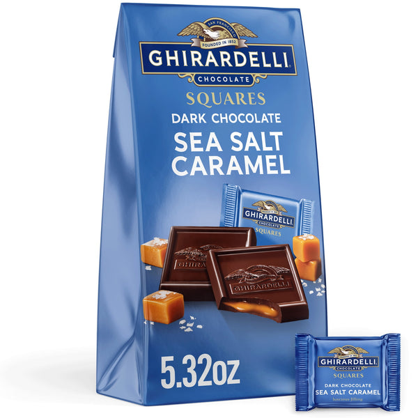 GHIRARDELLI Dark Chocolate SQUARES with Sea Salt Caramel · Caramelos · 151 g · bolsa