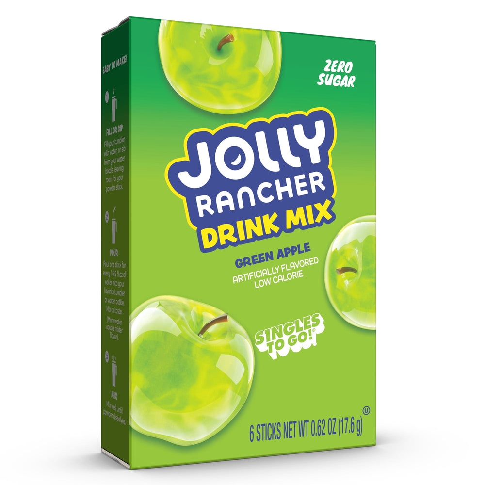 Jolly Rancher Green Apple Zero Sugar · Polvo para agua · 6 pzas