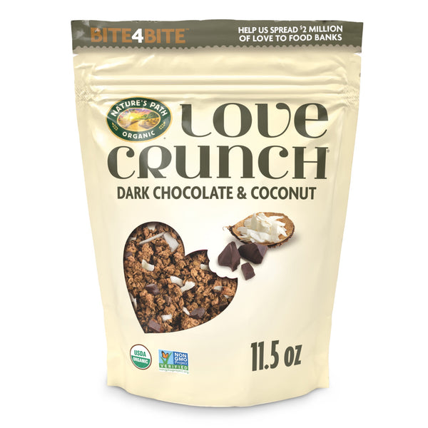 Love Crunch Organic · Granola de chocolate oscuro y coco · 326 g