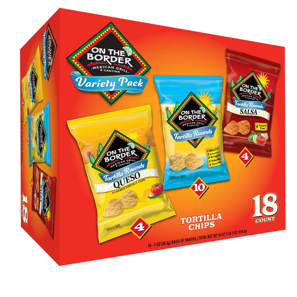 On The Border Rounds Variety · Totopos · 18 pzas de 28 g