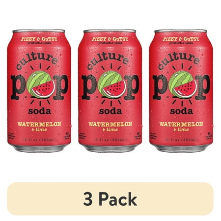 Culture Pop Soda Watermelon Probiotic Soda · Refresco · 3 pack de 355 ml