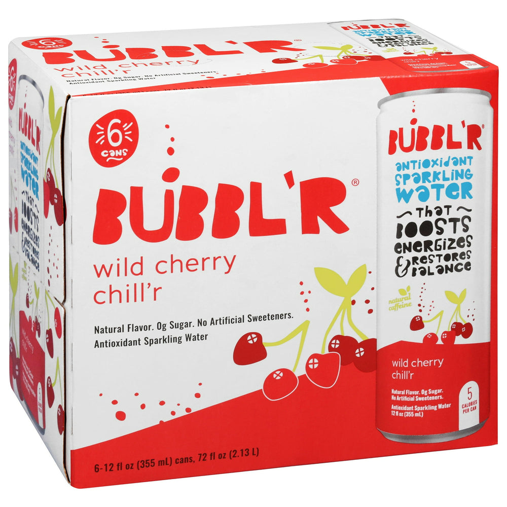 BUBBL'R Antioxidant Wild Cherry Chill'r · Agua mineral · 6 latas de 355 ml