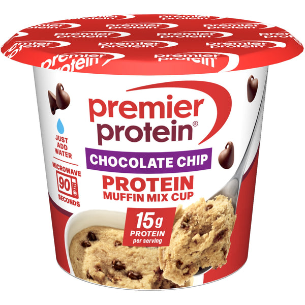 Premier Protein Muffin Cup Chocolate Chip · Muffin para microondas · 65 g · vaso