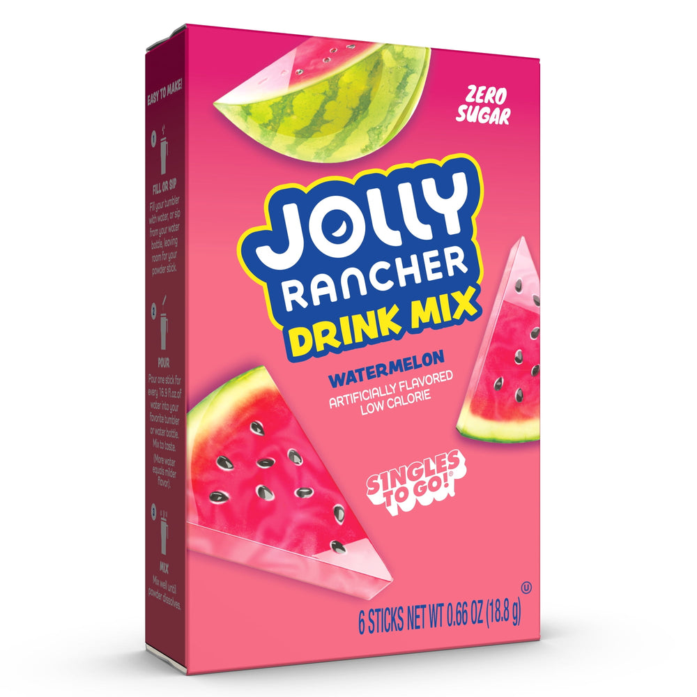 Jolly Rancher Watermelon Zero Sugar · Polvo para agua · 6 pzas