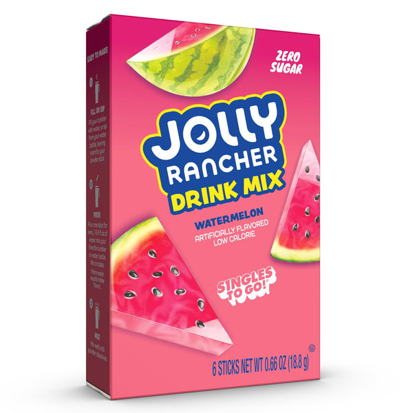 Jolly Rancher Watermelon Zero Sugar · Polvo para agua · 6 pzas