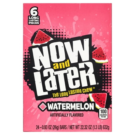 Now and Later Original Watermelon Taffy Chews · Bebida · 24 pzas de 26 g